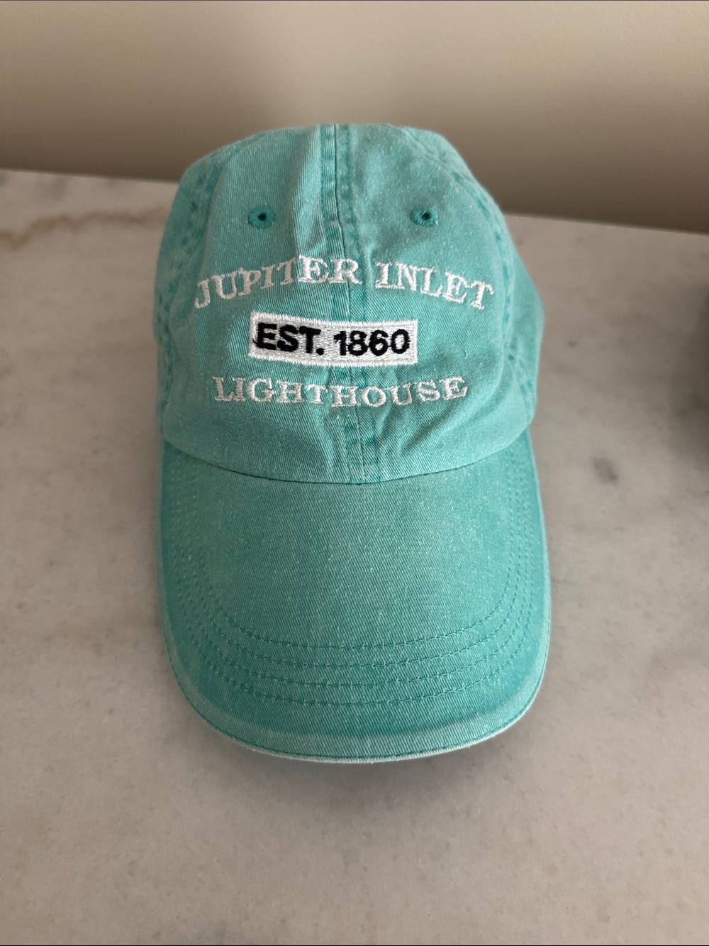 Jupiter Inlet Lighthouse teal baseball hat